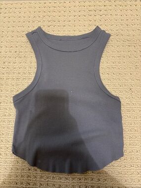 Women's Ribbed Sleeveless Tank Top - Slate Gray